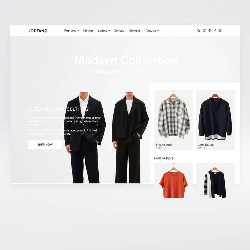 Screenshot of a modern e-commerce website for a clothing brand